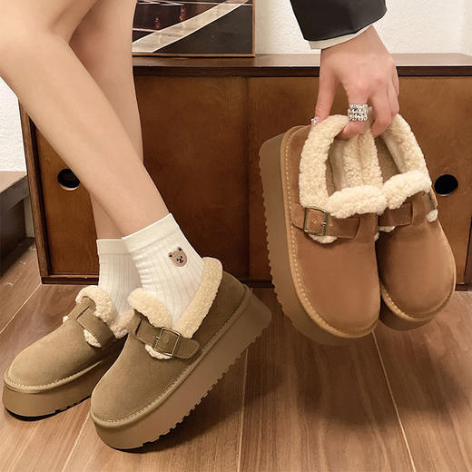 【防风御寒❗️复古厚底雪地靴】周全防护轻松踏雨雪，细腻手感，触之难忘，纹路清晰，平稳出行，2025年冬季新款复古厚底加绒加厚保暖博肯棉鞋QQ 商品图0