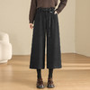 MYX毛呢阔腿裤垂坠感高腰A字显瘦八分裤2025年冬款洋气通勤时尚靴裤 商品缩略图1