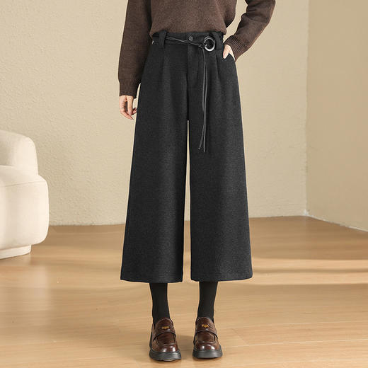 MYX毛呢阔腿裤垂坠感高腰A字显瘦八分裤2025年冬款洋气通勤时尚靴裤 商品图1
