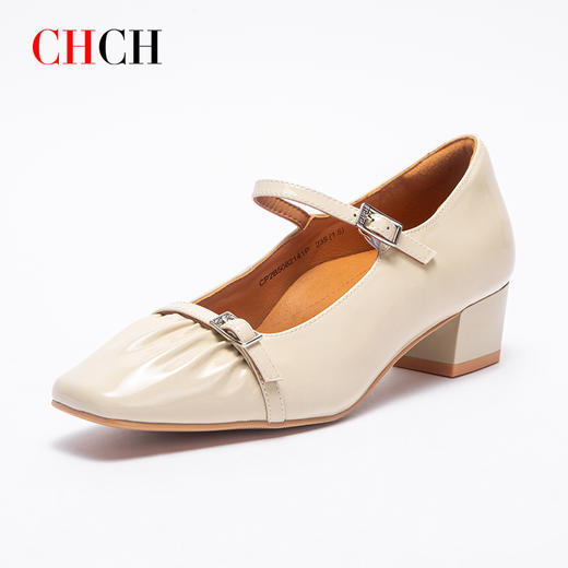 2025秋冬新款CHCH平衡鞋牛皮粗跟舒适羊皮内里玛丽珍女鞋CP2B5082 商品图5