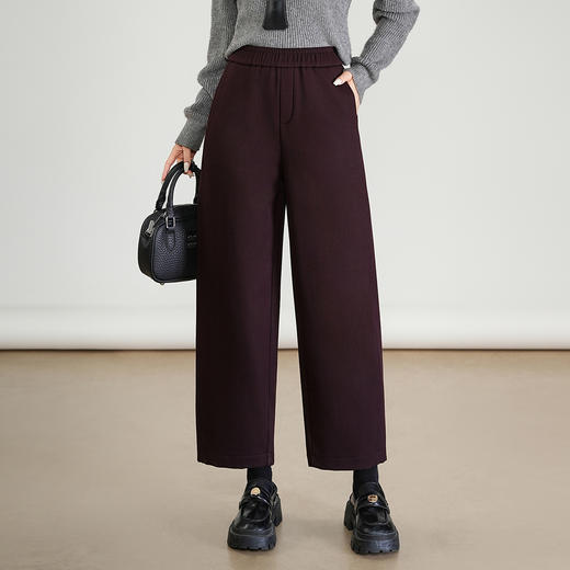 MYX松紧腰小个子九分裤垂坠感遮胯显瘦弯刀裤2025年冬款时尚阔腿裤女 商品图1