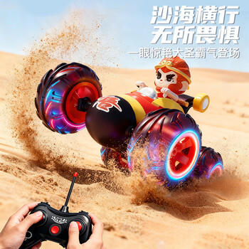 索迪六一儿童节礼物玩具男孩孙悟空遥控汽车翻斗变形扭变翻斗特技赛车 商品图2