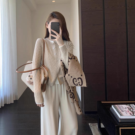 设计感假两件！2025复古时髦绞花针织开衫外套女2025秋冬新款女款！ 商品图1