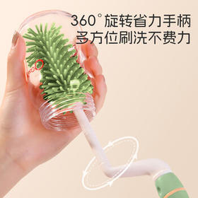 马博士婴儿奶瓶刷吸管刷清洗刷奶瓶沥水架置物架奶嘴刷套装带底座绿色