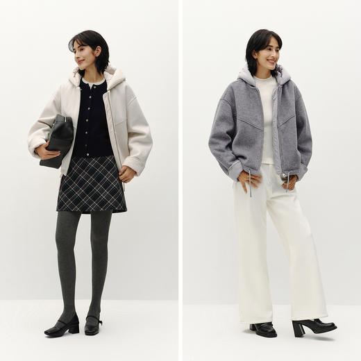 商场同款|森马外套女冬夹棉毛呢oversize含羊毛2025新款百搭上衣 商品图4