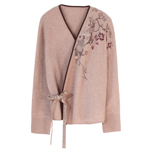 牧衣游原创 进口牦牛绒毛织混纺毛织外套手绣柔软文艺开衫 檀兮 商品图4