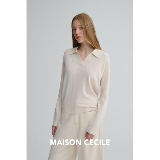 MAISON CECILE 四色|全羊毛品质感复古经典polo松弛百搭针织毛衣 商品图3