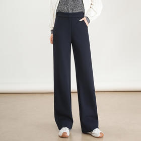 MYX垂坠感毛呢长款直筒裤松紧腰窄版修身阔腿裤2025年冬款洋气休闲裤