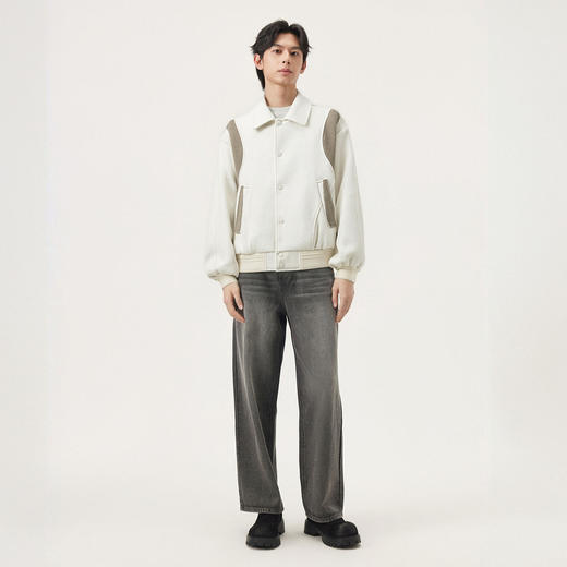 gxg.jeans男装 米色撞色拼接时尚宽松翻领夹克外套男 冬季热卖 商品图3
