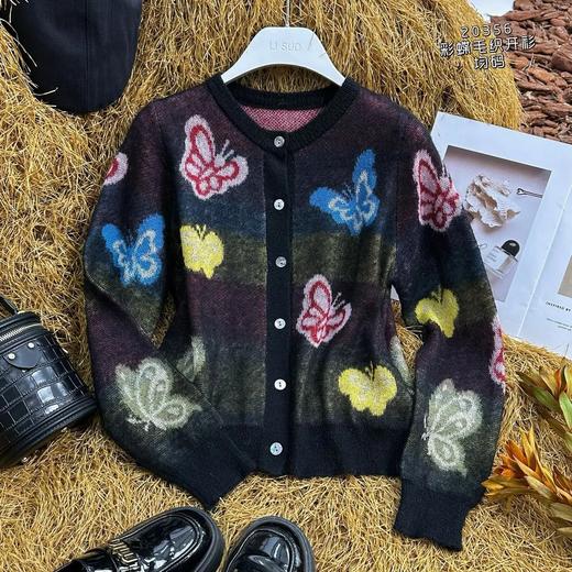 74M20356#彩色蝴蝶毛织开衫 商品图0