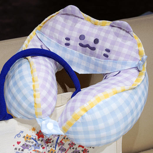 自然醒方巾喵格子驼峰U型枕QYL 商品图12