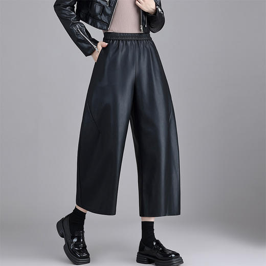 QYM 66927Y时尚皮裤松紧高腰休闲裤宽松皮裤 商品图1