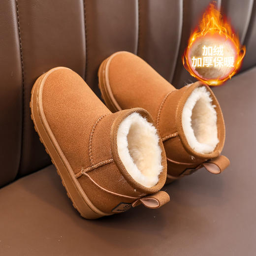 小黄鸭合集冬季雪地棉冬靴防水男女童时尚短靴子宝宝加绒保暖棉鞋小孩防滑靴25-37 商品图7