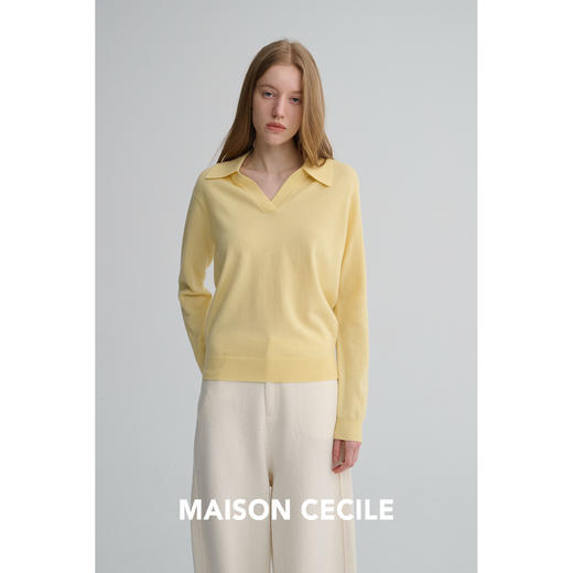 MAISON CECILE 四色|全羊毛品质感复古经典polo松弛百搭针织毛衣 商品图4