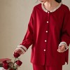 【围绕幸福】2025秋冬睡衣长袖纯棉大红色本命年结婚喜庆小香风圆领家居服 商品缩略图4