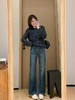 D102070秋冬新款复古设计感四面弹口袋高腰显瘦微喇牛仔裤 商品缩略图4