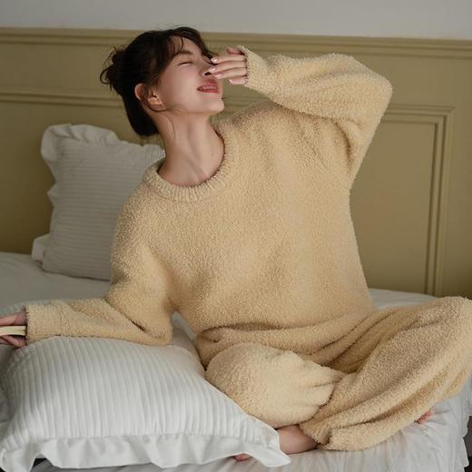 半边绒睡衣冬季新款冰淇淋色系软绵绵弹力家居服女可外穿加厚套装 商品图3