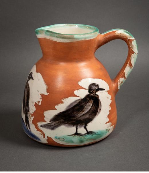 【已售】独角鹿西洋古董 1962年代西班牙艺术巨匠与法国Madoura工坊合作出品限量装饰陶瓶「Pichet aux oiseaux 鸟纹水罐」 商品图2