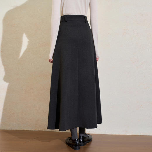 西遇韩系百搭百褶裙女冬季新款高腰显瘦大裙摆通勤长款半身裙H0055348 商品图4