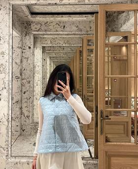 蒙口 2025新品A摆藤格纹棉服马甲