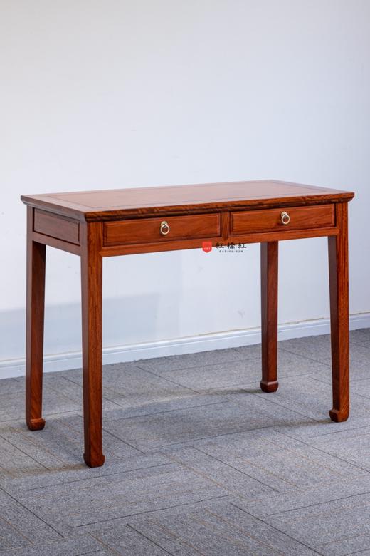 红桥红  家具严选  缅甸花梨(大果紫檀）  【98 马蹄腿双抽屉 小书桌】 商品图4