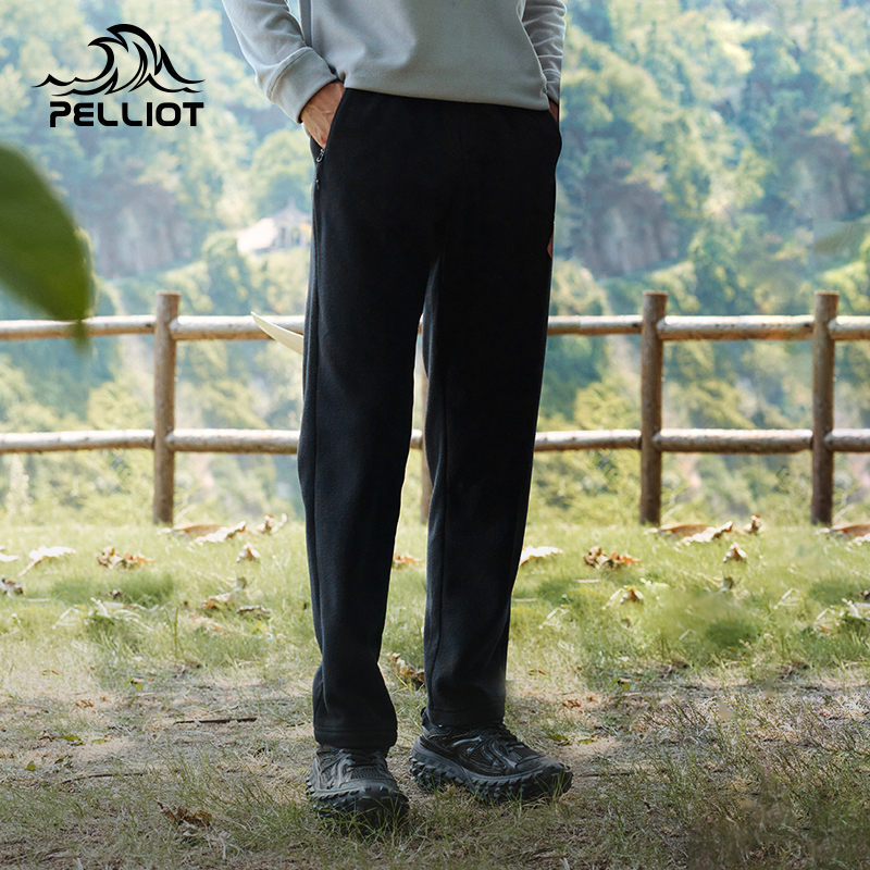 伯希和户外抓绒裤女士防风透气内胆长裤男摇粒绒保暖直筒运动卫裤