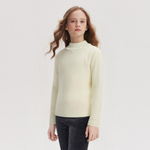 笛莎Deesha 童装女童毛衫2025冬新款百搭白色毛衣 商品图0