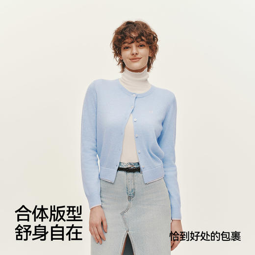 森马针织开衫女短款假两件圆领显瘦2025冬新款刺绣含羊毛毛衫气质 商品图3