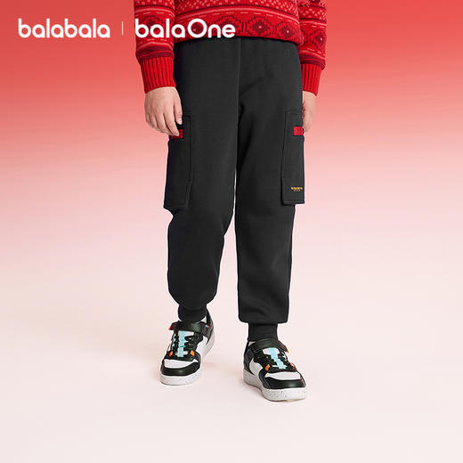 【balaOne】巴拉巴拉童装儿童裤子男童2025年新款春秋加绒慢跑裤 商品图2