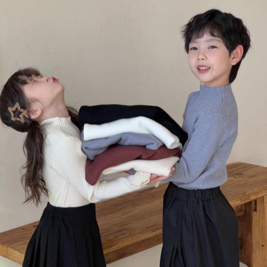 【终于等到现货‼️69.9/2件】儿童秋冬季打底衫半高领毛衣针织纯色弹力男女童上衣百搭简约韩版聚 商品图0