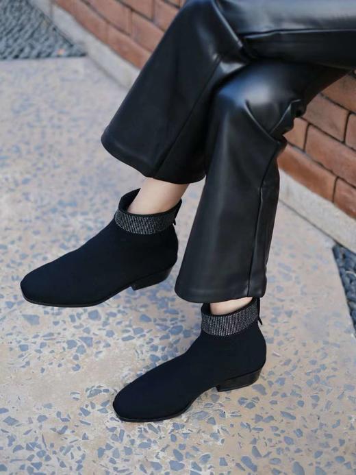 「189元专区」Malove MZ 王妃靴系列 羊毛短靴/过膝靴/雕花切尔西/水钻短靴 商品图7