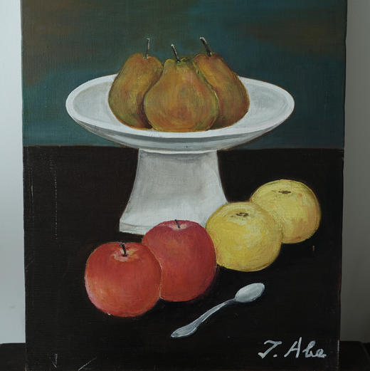 日本中古布面油画 水果 商品图0