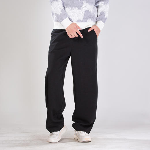 DRONKOO 2025 花色抽绳口袋破缝压褶复合针织中厚长卫裤 商品图1