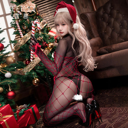 【情趣内衣】霏慕 雪夜甜心透肤开裆圣诞装6137 商品图3