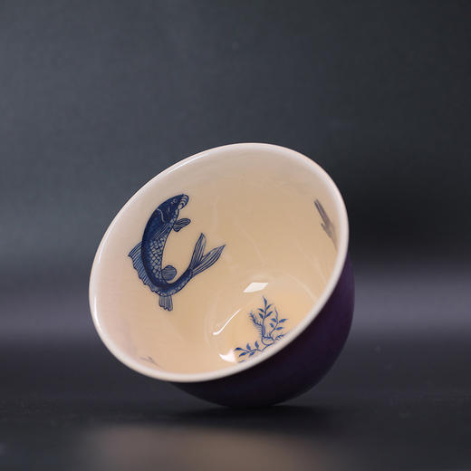 问鼎钧瓷/梦鼎/鹅黄青花/精工款/辉景盖碗（连年有余） 商品图1