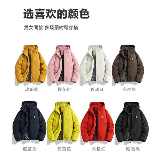 【积能】秋冬新款运动户外下摆可收缩松紧女保暖棉服男连帽棉衣纯色 商品图4