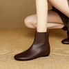 【预售5天】冬新款牛皮法式复古圆头瘦瘦靴女低跟及裸靴马丁靴粗跟短靴NJMK&K1796 商品缩略图1