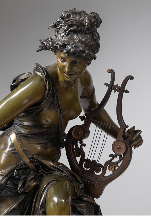 独角鹿西洋古董 19世纪中期法国雕塑名家Albert Ernest Carrier Belleuse设计出品青铜人物雕塑《旋律》 商品图6