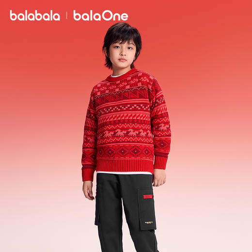 【balaOne】巴拉巴拉童装儿童毛衫男女童2025新款春费尔岛针织衫 商品图0