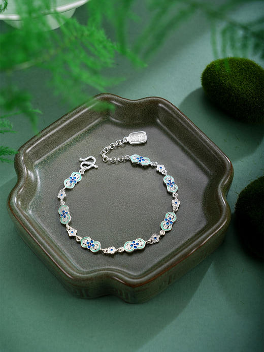 子佩集【四叶喜乐】S990银手链【QFSL018】花丝珐琅彩2510 商品图0