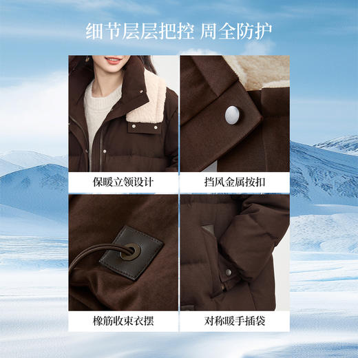 【年货节】熙世界琥珀流光风毛绒立领羽绒服女冬季高级感复古白鸭绒短款外套 商品图1