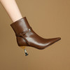 【预售5天】秋冬简约百搭尖头短靴真皮皮带扣细跟时装靴中跟气质中筒女靴DB&M6623 商品缩略图0