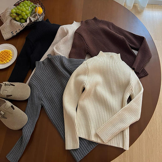 【终于等到现货‼️69.9/2件】儿童秋冬季打底衫半高领毛衣针织纯色弹力男女童上衣百搭简约韩版聚 商品图8