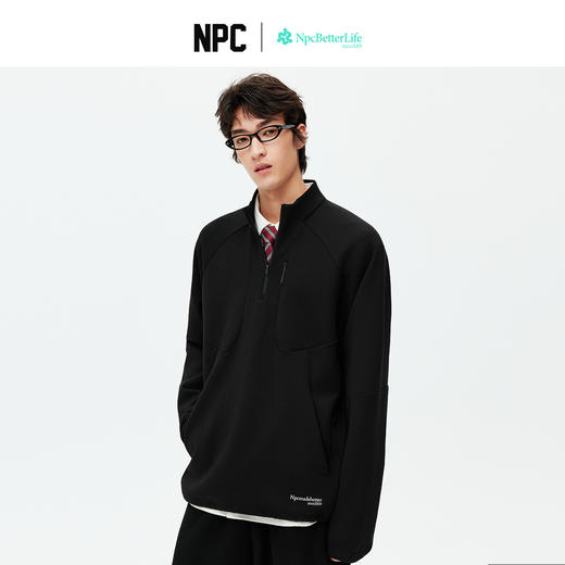 NPC潮牌立体剪裁半开襟拉链卫衣长袖宽松男秋季上新NP58ST25 商品图0
