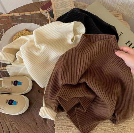 【终于等到现货‼️69.9/2件】儿童秋冬季打底衫半高领毛衣针织纯色弹力男女童上衣百搭简约韩版聚 商品图7