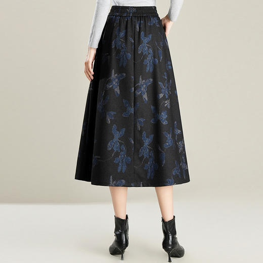 MYX通勤印花A字裙垂坠感修身显瘦蓬蓬裙2025年冬款时尚高腰半身裙 商品图2