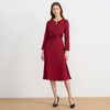 EITIE爱特爱气质收腰红色长袖礼服连衣裙2025秋季新款C2507834A连衣裙 商品缩略图1