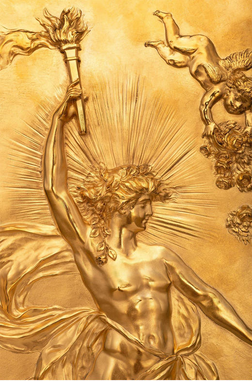 【已售】独角鹿西洋古董 19世纪意大利艺术家Karl Sterrer签名创作铜鎏金浮雕装饰画《日与夜》 商品图4