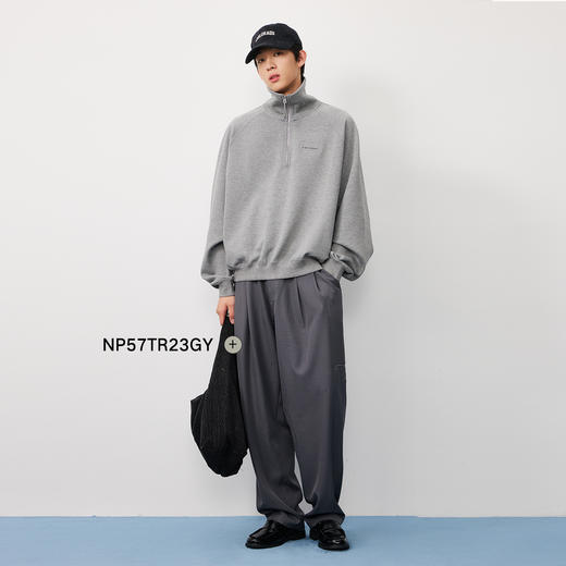 NPC潮牌字母刺绣半开襟空气层拉链卫衣男立领插肩袖秋NP57ST37 商品图1