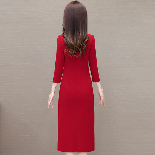 镶钻旗袍裙复古国风连衣裙，红色婚宴礼服裙开衩包臀裙QYM-LRX-615C80317-Y 商品图2